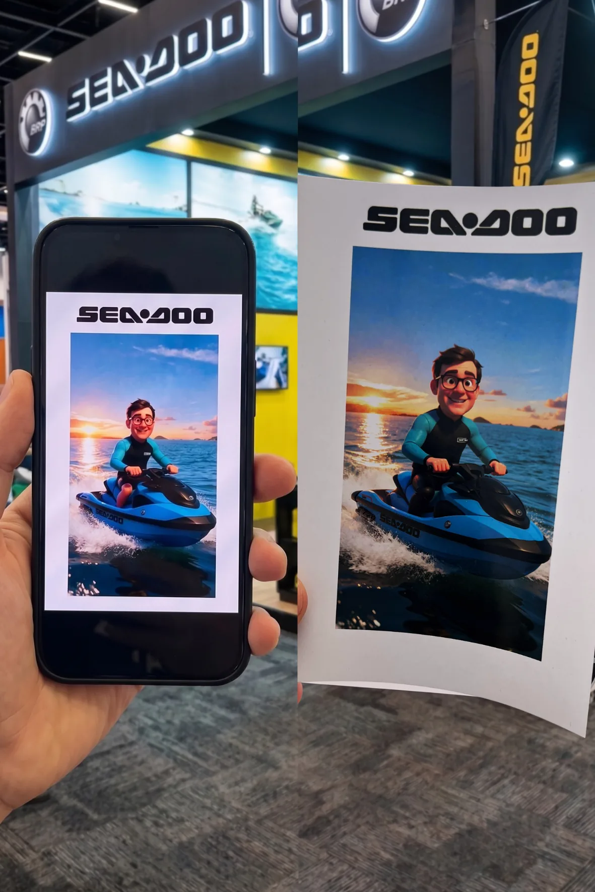 Foto gerada pela IA entregue no celular e impressa