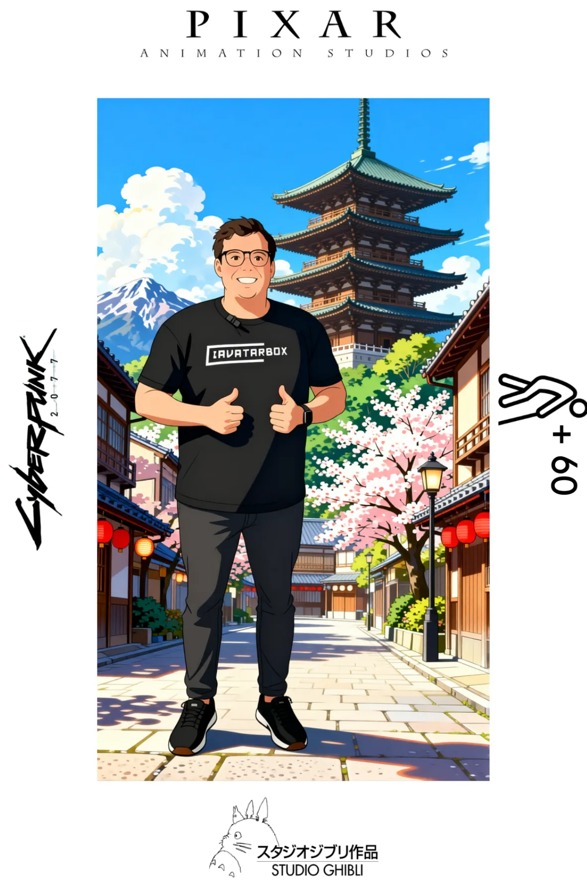 Convidado transformado em pôster no estilo de animação japonesa